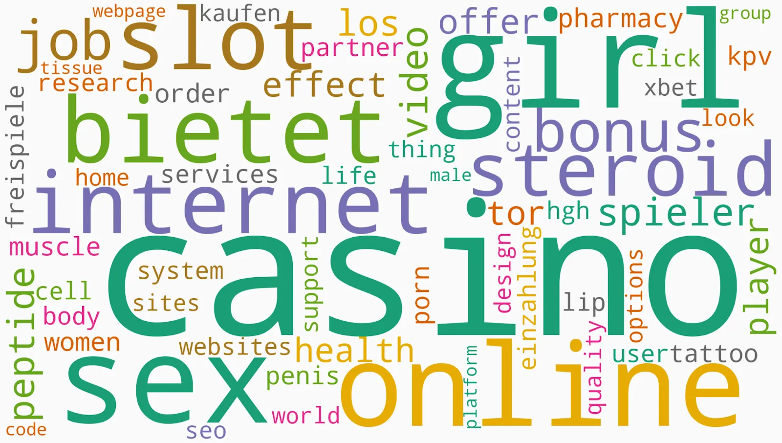 Fig 08. Word cloud of the most popular topics in forum spam campaigns.