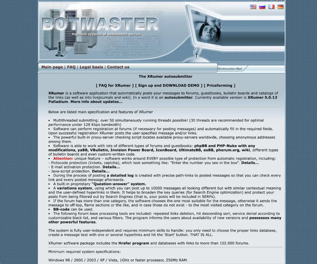 Fig 02. BotmasterLabs 2010 (Archive.org)