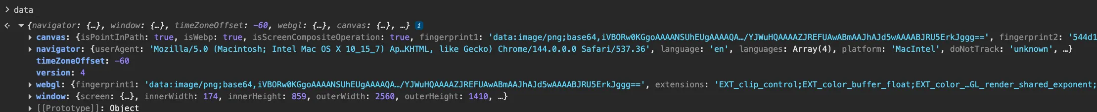 Figure 38: Decrypted payload to ab-api.stellaraio.com/incapsula/c observed immediately before encryption.