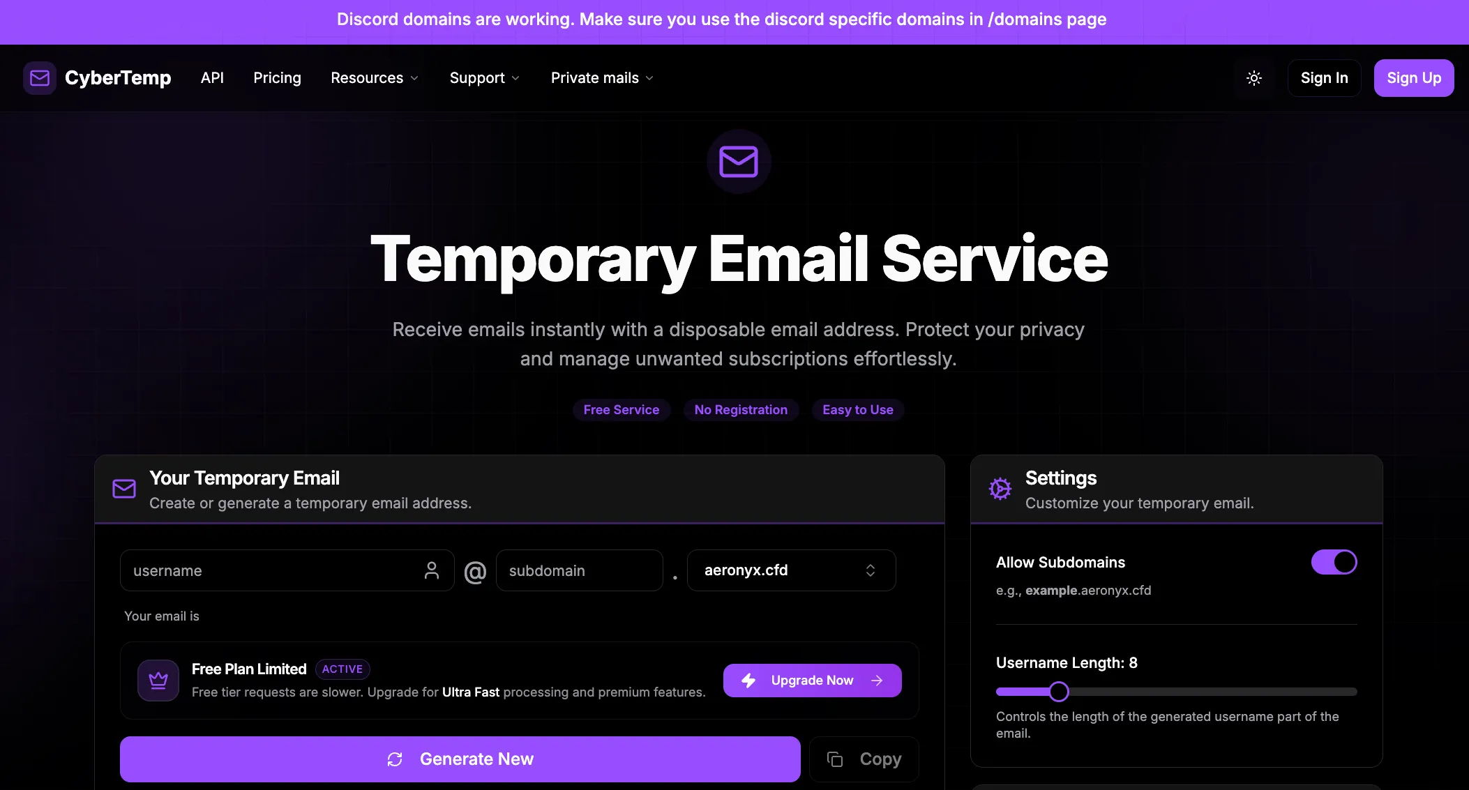 Figure 13: Homepage of cybertemp.xyz at time of analysis.