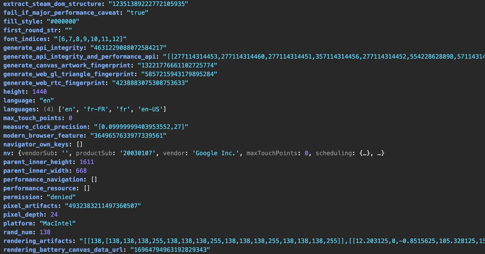 Figure 26: Iframe-generated payload excerpt — Part 2 (representative fields).