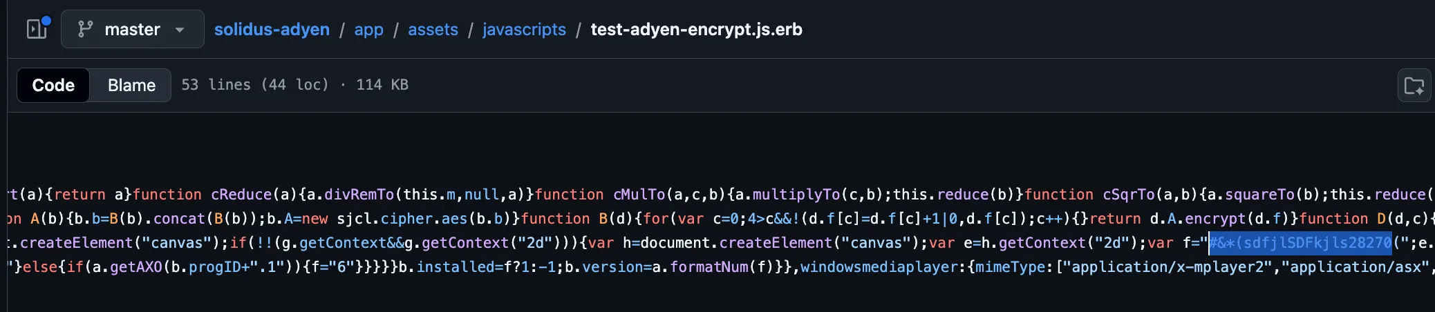Figure 33: String-level overlap — Cybersole canvas challenge string matching Adyen-related client code.