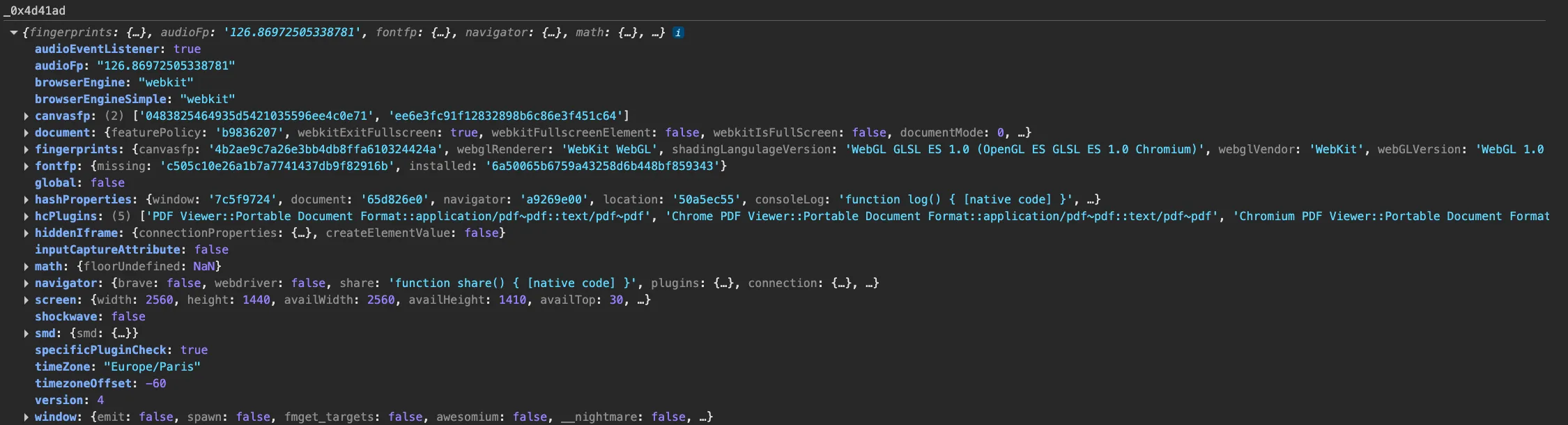 Figure 36: Decrypted payload to ab-api.stellaraio.com/px/c observed immediately before encryption.